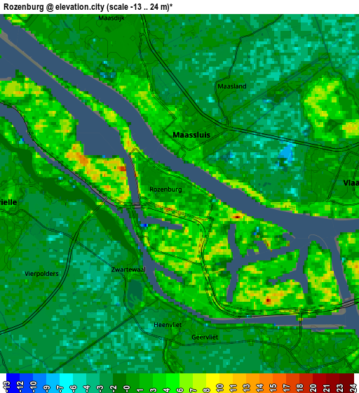 Zoom OUT 2x Rozenburg, Netherlands elevation map