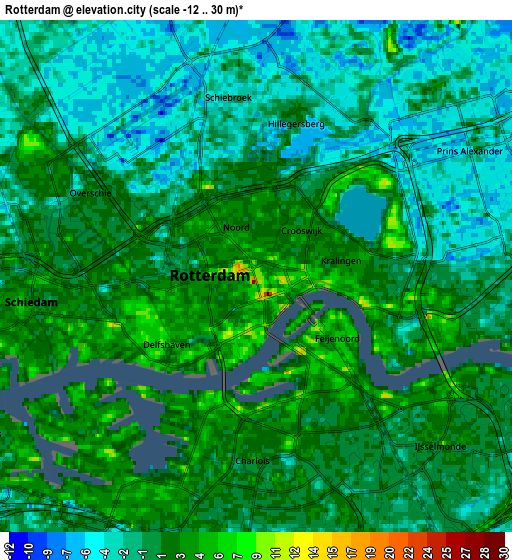 Zoom OUT 2x Rotterdam, Netherlands elevation map