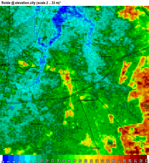 Zoom OUT 2x Rolde, Netherlands elevation map