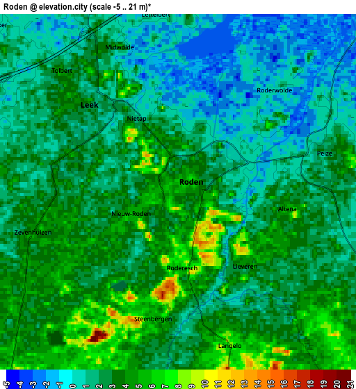 Zoom OUT 2x Roden, Netherlands elevation map