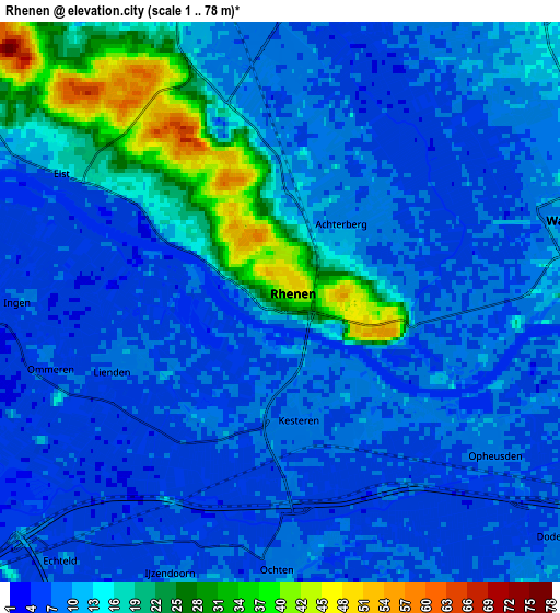 Zoom OUT 2x Rhenen, Netherlands elevation map