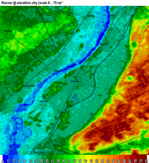 Zoom OUT 2x Reuver, Netherlands elevation map