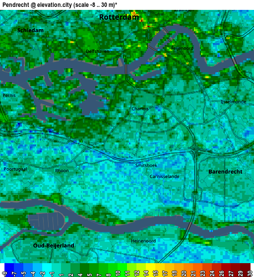 Zoom OUT 2x Pendrecht, Netherlands elevation map