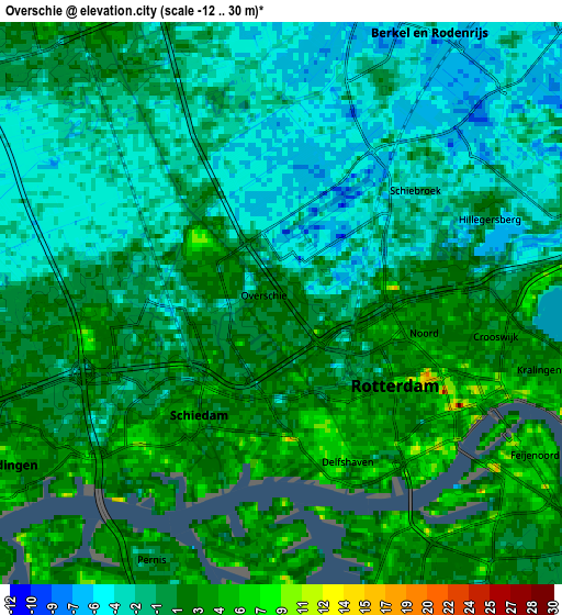 Zoom OUT 2x Overschie, Netherlands elevation map