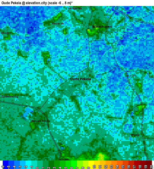 Zoom OUT 2x Oude Pekela, Netherlands elevation map