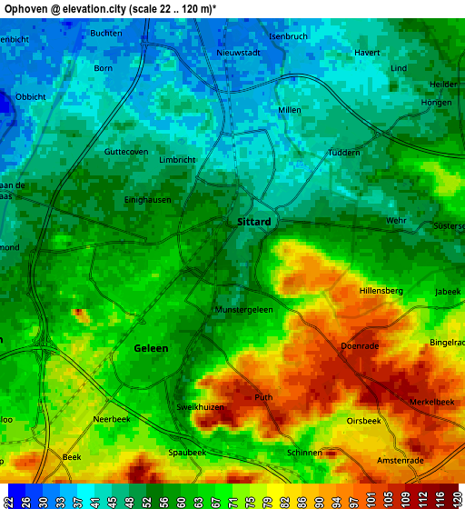 Zoom OUT 2x Ophoven, Netherlands elevation map