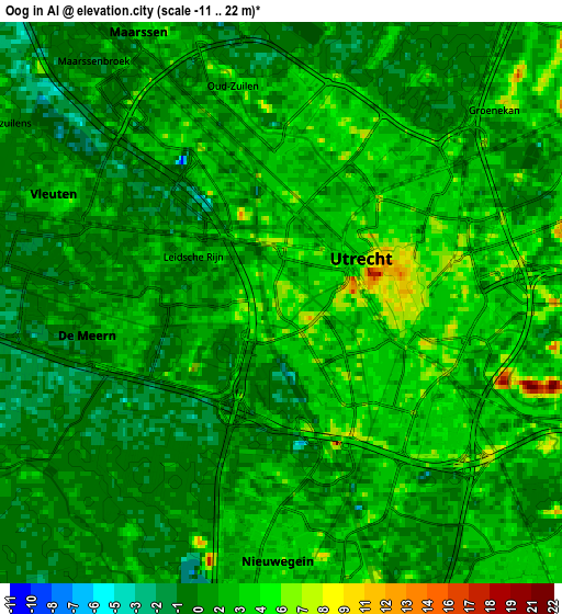 Zoom OUT 2x Oog in Al, Netherlands elevation map