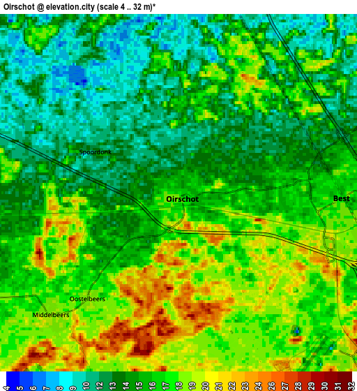 Zoom OUT 2x Oirschot, Netherlands elevation map