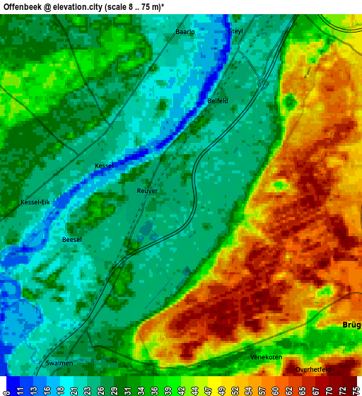 Zoom OUT 2x Offenbeek, Netherlands elevation map