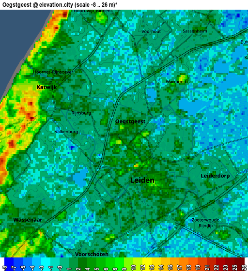 Zoom OUT 2x Oegstgeest, Netherlands elevation map