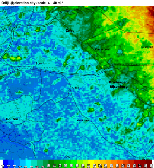 Zoom OUT 2x Odijk, Netherlands elevation map