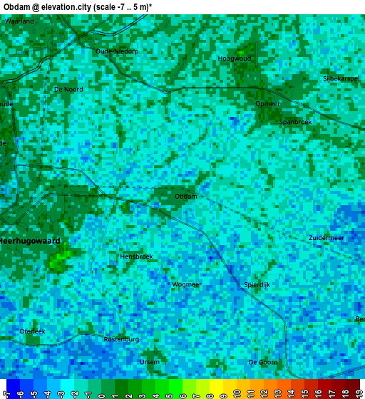 Zoom OUT 2x Obdam, Netherlands elevation map