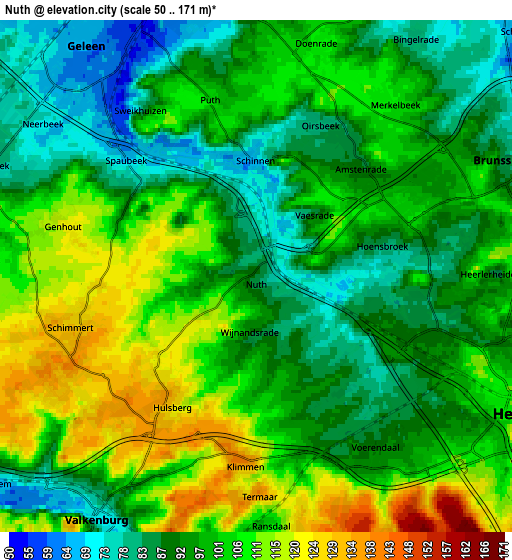 Zoom OUT 2x Nuth, Netherlands elevation map