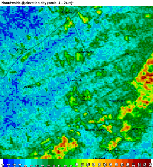 Zoom OUT 2x Noordwolde, Netherlands elevation map