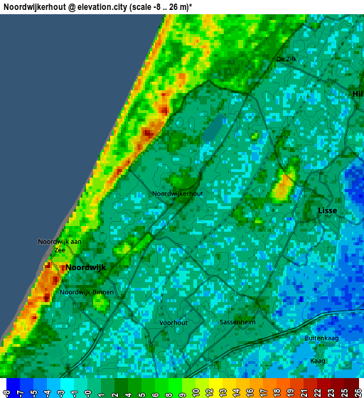 Zoom OUT 2x Noordwijkerhout, Netherlands elevation map