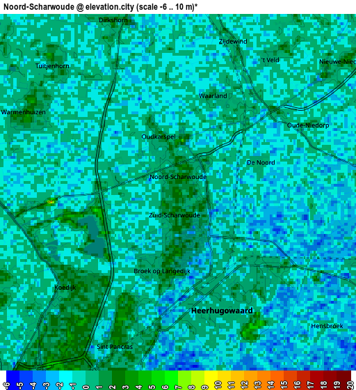 Zoom OUT 2x Noord-Scharwoude, Netherlands elevation map