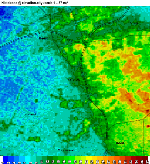 Zoom OUT 2x Nistelrode, Netherlands elevation map