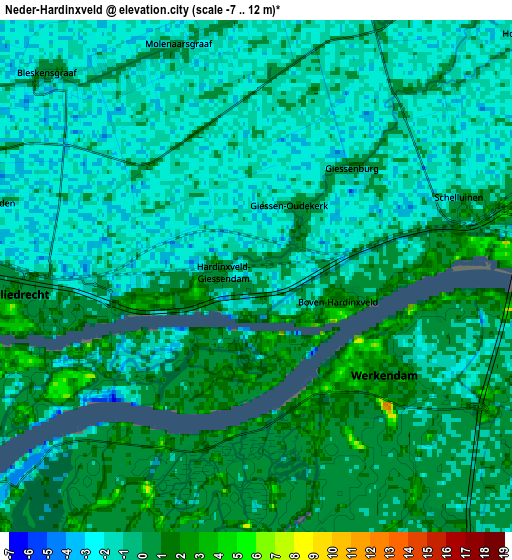 Zoom OUT 2x Neder-Hardinxveld, Netherlands elevation map