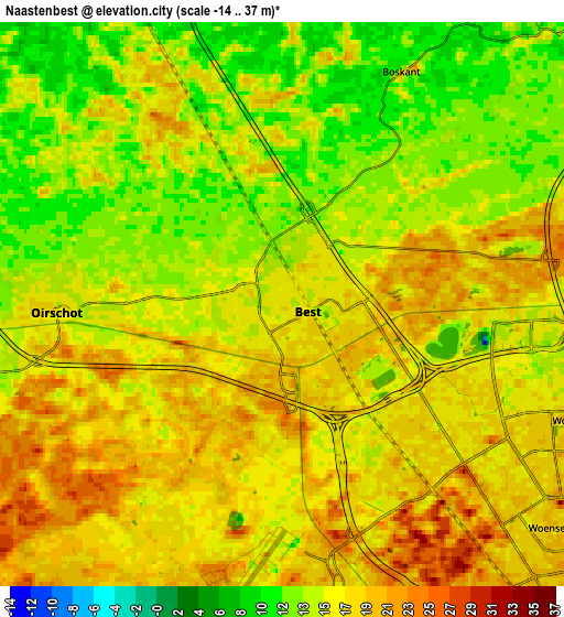 Zoom OUT 2x Naastenbest, Netherlands elevation map