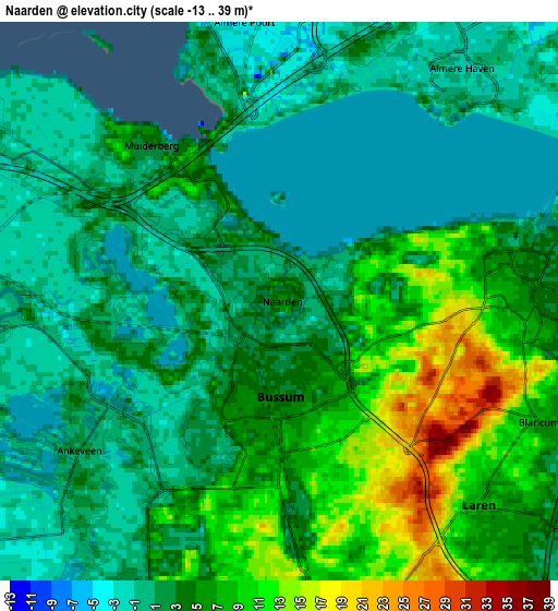 Zoom OUT 2x Naarden, Netherlands elevation map