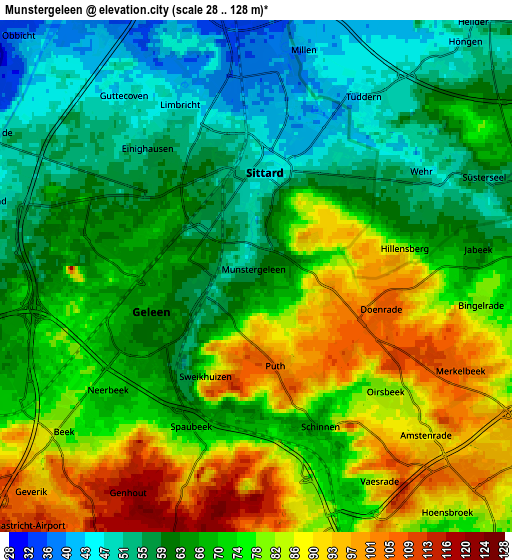 Zoom OUT 2x Munstergeleen, Netherlands elevation map