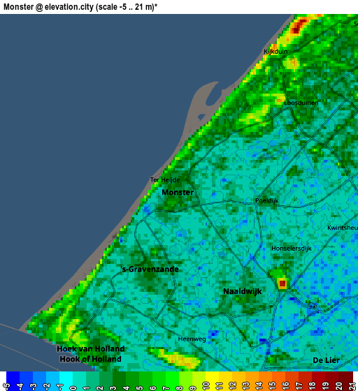 Zoom OUT 2x Monster, Netherlands elevation map