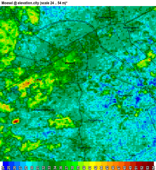 Zoom OUT 2x Moesel, Netherlands elevation map