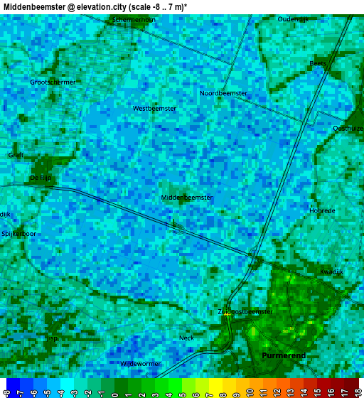 Zoom OUT 2x Middenbeemster, Netherlands elevation map