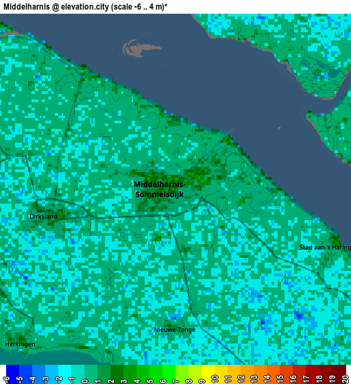 Zoom OUT 2x Middelharnis, Netherlands elevation map