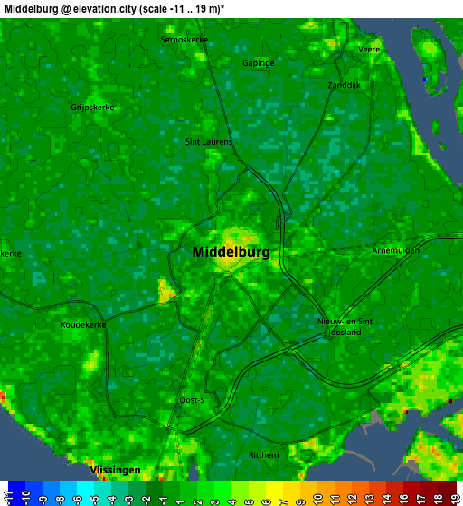 Zoom OUT 2x Middelburg, Netherlands elevation map