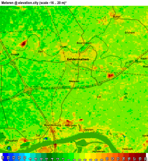 Zoom OUT 2x Meteren, Netherlands elevation map