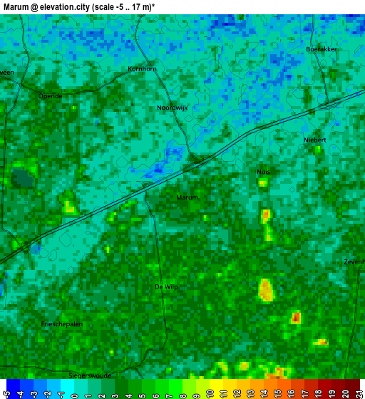 Zoom OUT 2x Marum, Netherlands elevation map