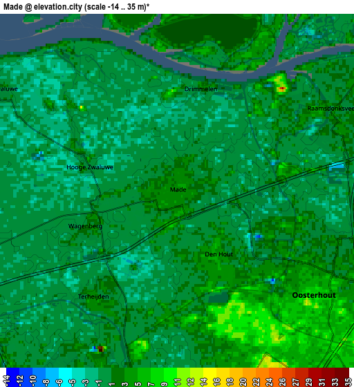 Zoom OUT 2x Made, Netherlands elevation map