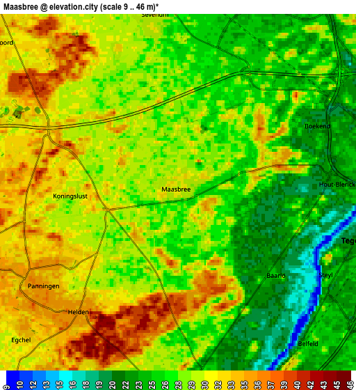 Zoom OUT 2x Maasbree, Netherlands elevation map