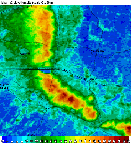 Zoom OUT 2x Maarn, Netherlands elevation map