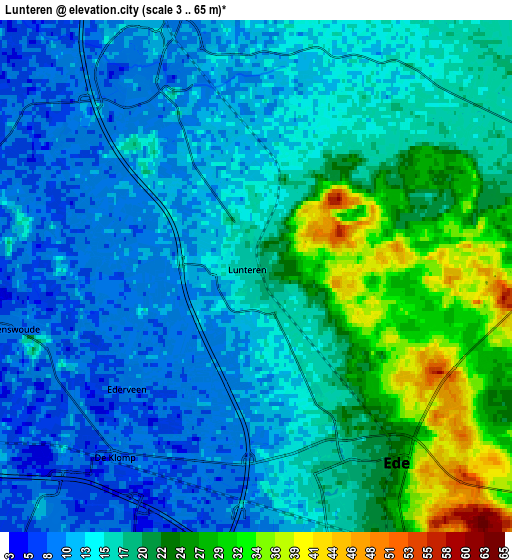 Zoom OUT 2x Lunteren, Netherlands elevation map