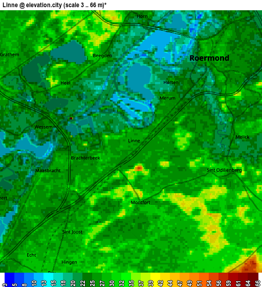 Zoom OUT 2x Linne, Netherlands elevation map