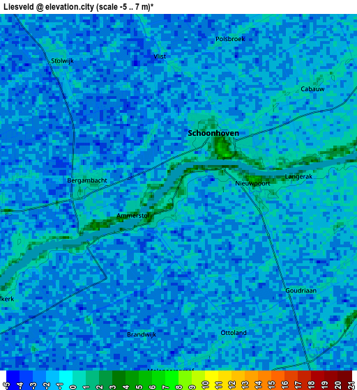 Zoom OUT 2x Liesveld, Netherlands elevation map