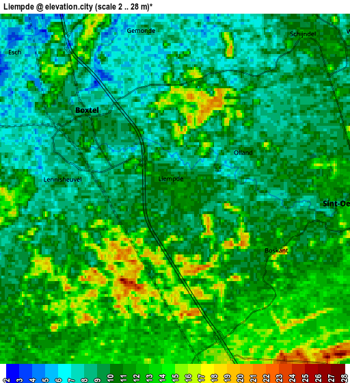 Zoom OUT 2x Liempde, Netherlands elevation map