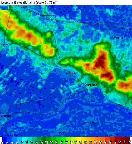 Zoom OUT 2x Leersum, Netherlands elevation map