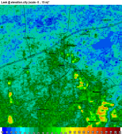 Zoom OUT 2x Leek, Netherlands elevation map