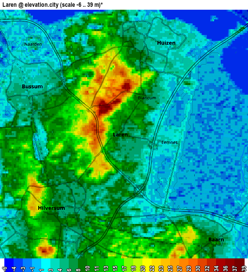 Zoom OUT 2x Laren, Netherlands elevation map