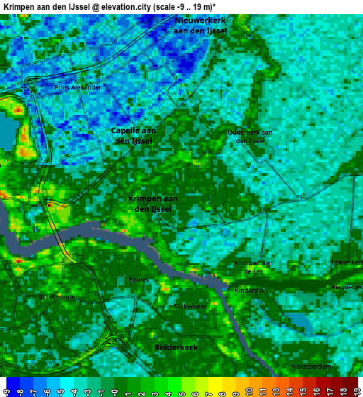 Zoom OUT 2x Krimpen aan den IJssel, Netherlands elevation map