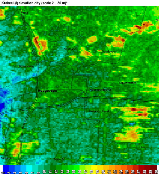 Zoom OUT 2x Krakeel, Netherlands elevation map