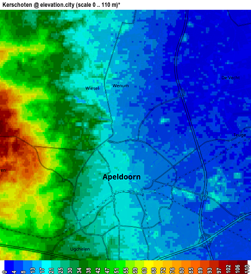 Zoom OUT 2x Kerschoten, Netherlands elevation map