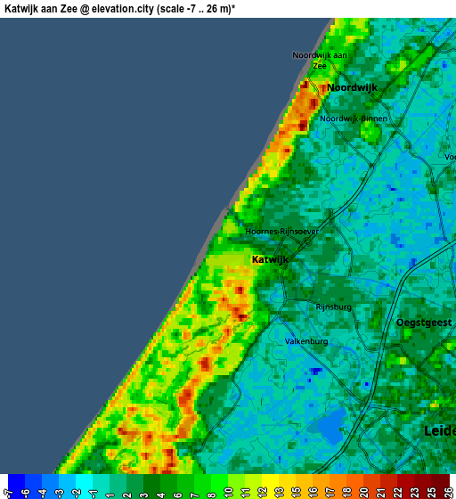 Zoom OUT 2x Katwijk aan Zee, Netherlands elevation map