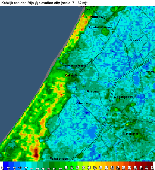 Zoom OUT 2x Katwijk aan den Rijn, Netherlands elevation map