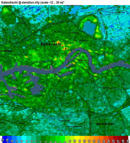 Zoom OUT 2x Katendrecht, Netherlands elevation map