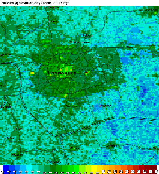 Zoom OUT 2x Huizum, Netherlands elevation map