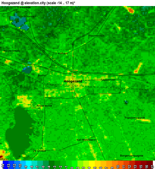 Zoom OUT 2x Hoogezand, Netherlands elevation map